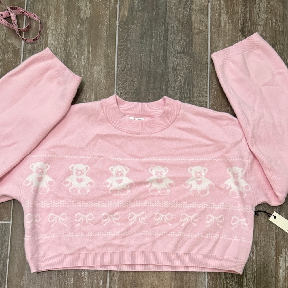 Forever 21 Pink Teddy Bear Sweater